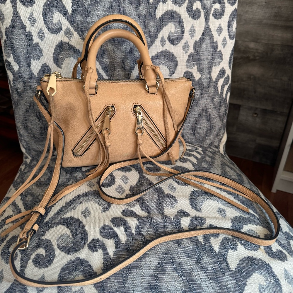 REBECCA MINKOFF, crossbody bag/ mini bag. Tan pebbled soft leather. - Picture 7 of 8